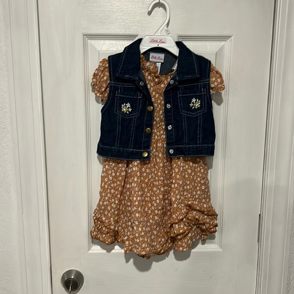 Kids Little Lass dress with jeans vest - Picture 1 of 5